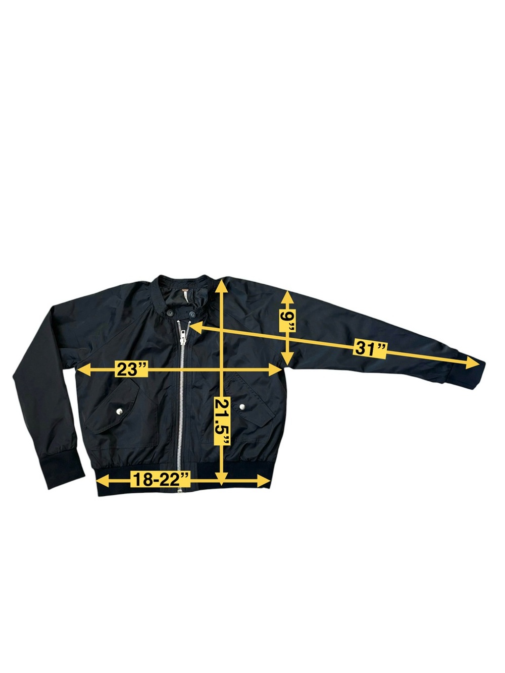 Free People Midnight Black Bomber Jacket - Lightweight Zip Front - Picture 8 of 10